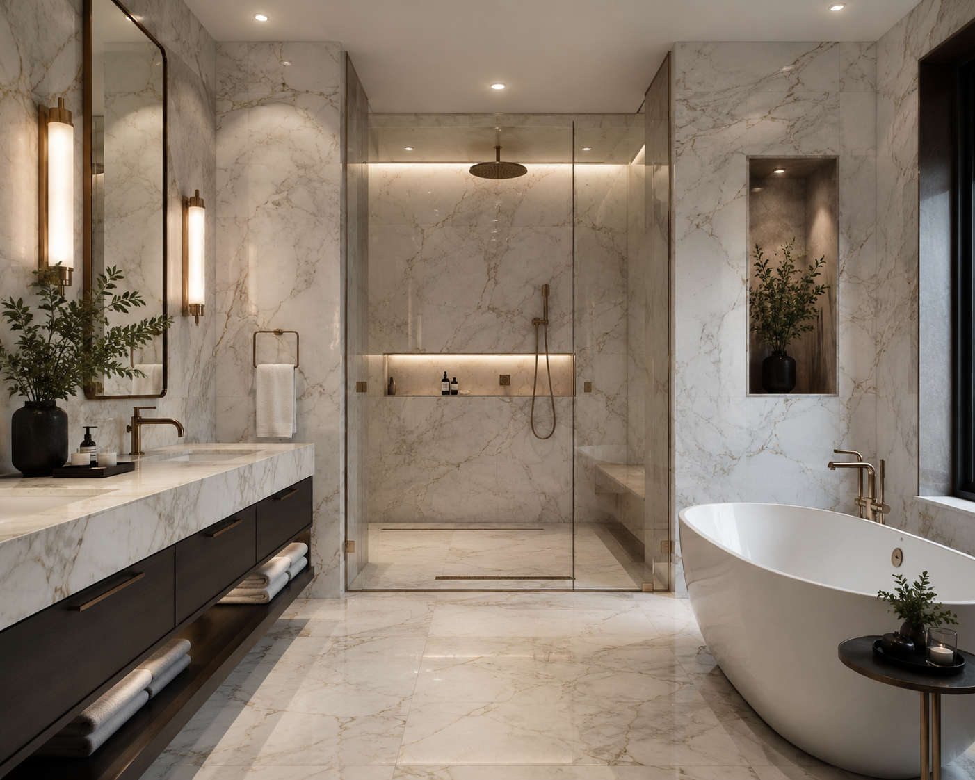 Elegant marble luxury bathroom interior
