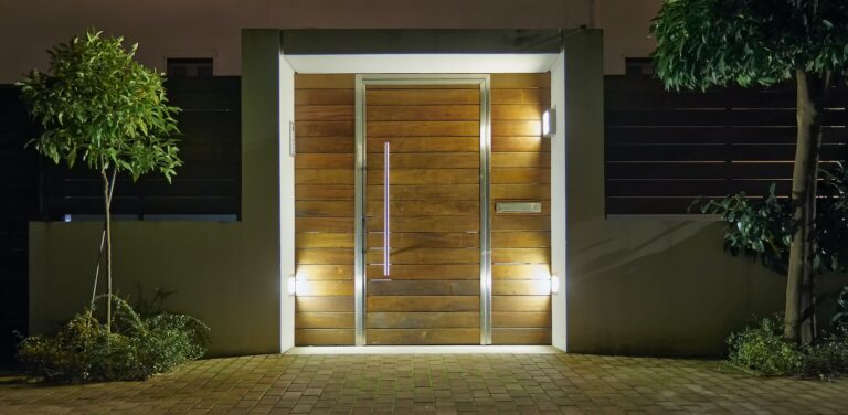 Contemporary entrance to home with new entry door installed