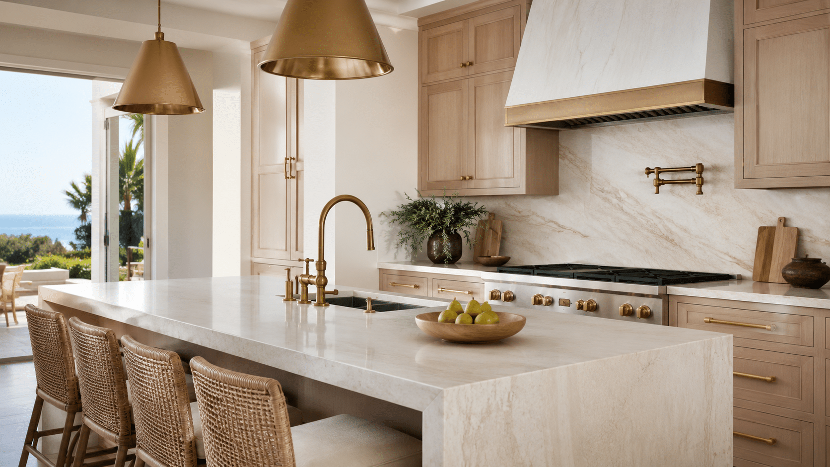 La Jolla kitchen with brushed bronze and brass finishes