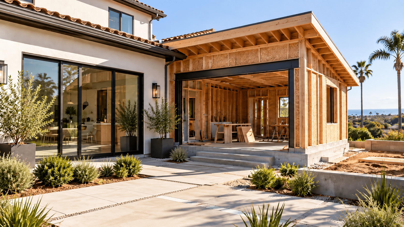Home addition under construction in San Diego